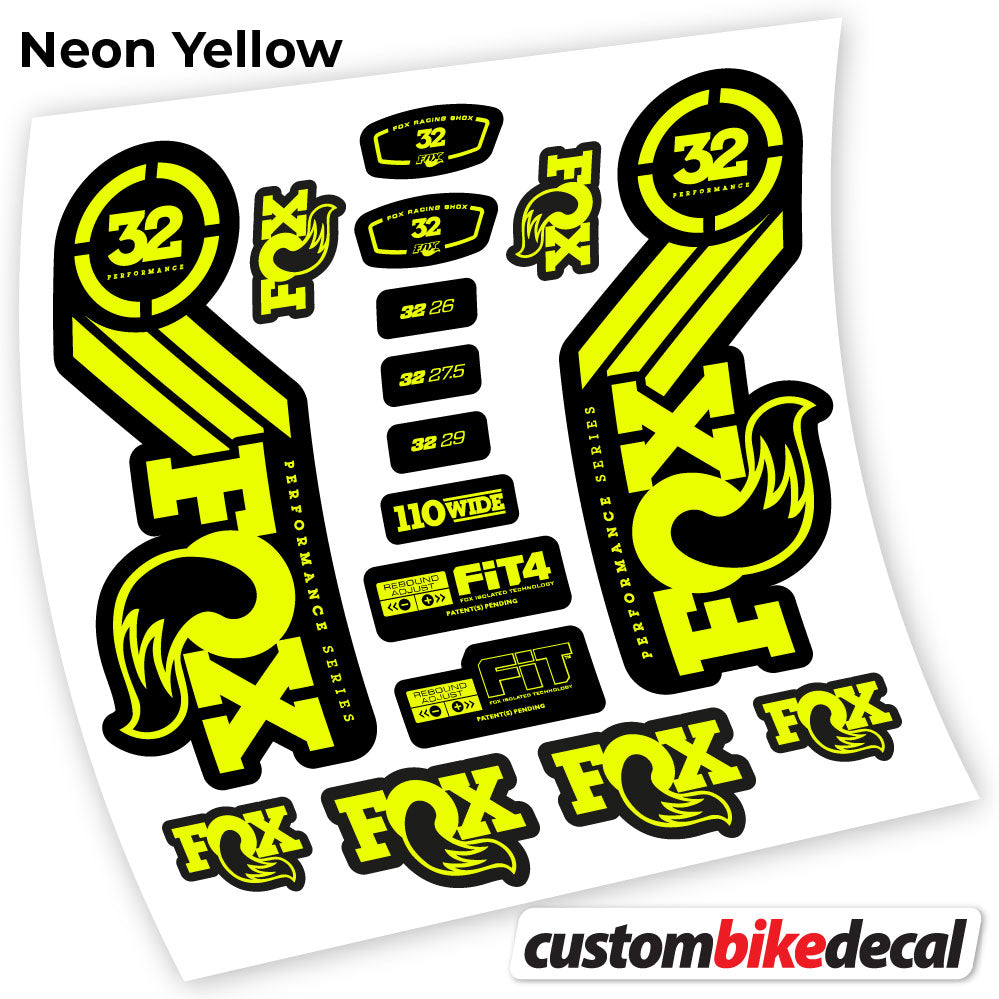 Adesivi Forcella Fox 32 Performance 2016 in vinile - Giallo Neon