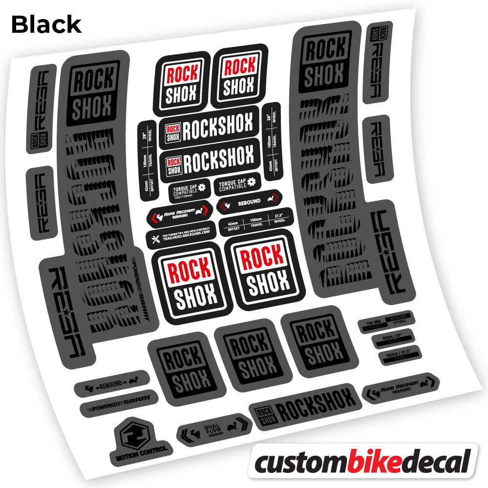 Adesivi Forcella Rock Shox Reba 2019 29" in vinile - Nero Opaco+Nero Lucido