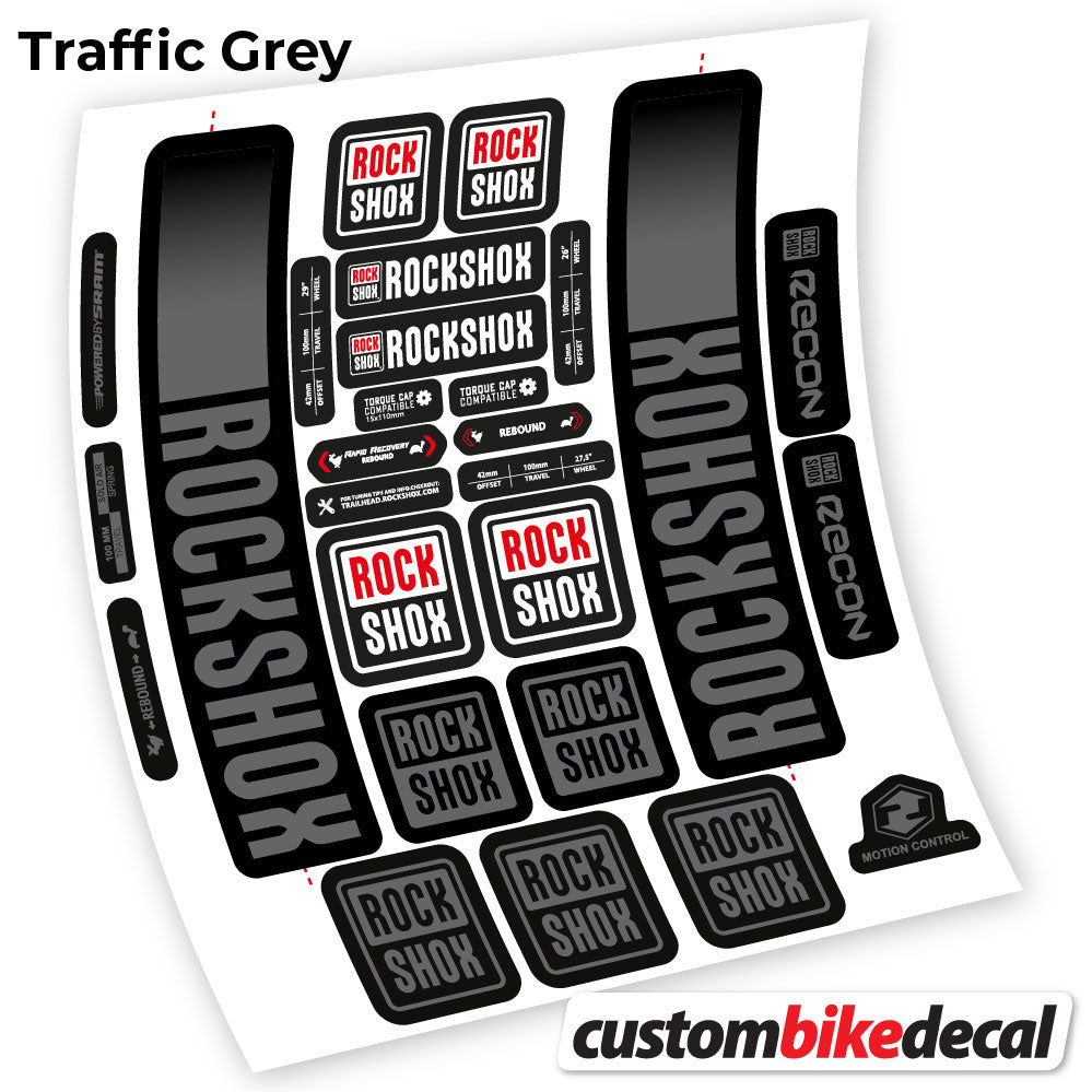 Adesivi Forcella Rock Shox Recon 2021 in vinile - Grigio Traffico