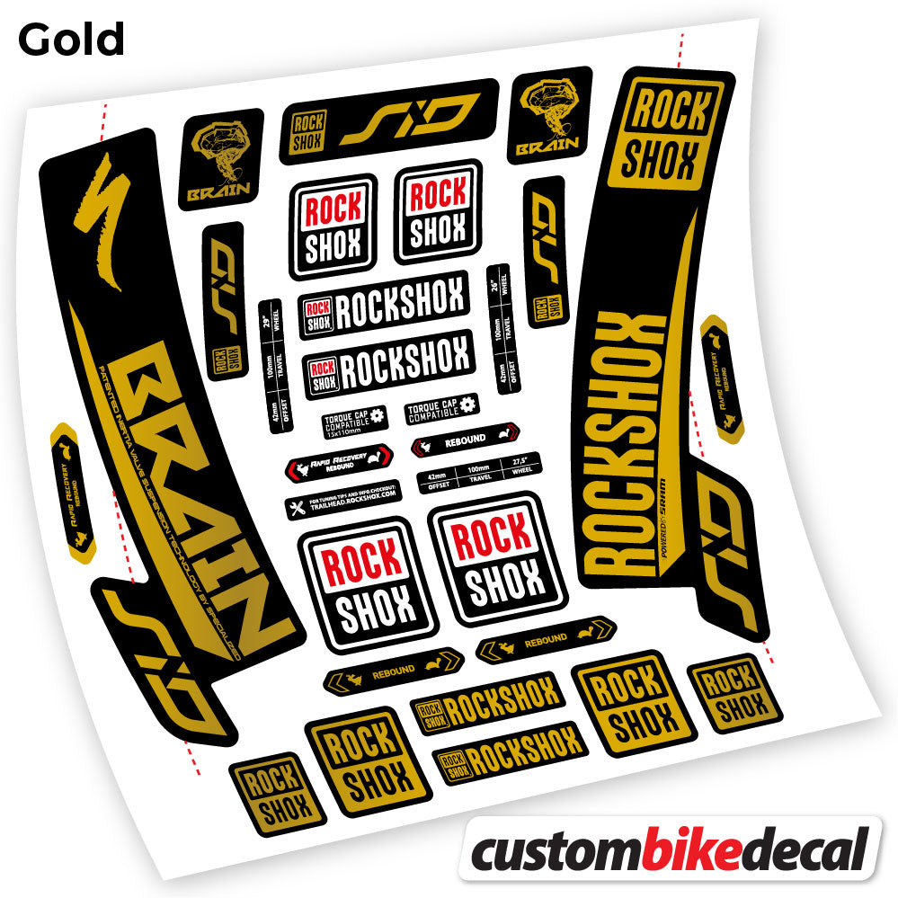 Adesivi Forcella Rock Shox Sid Brain 2018 in vinile - Oro
