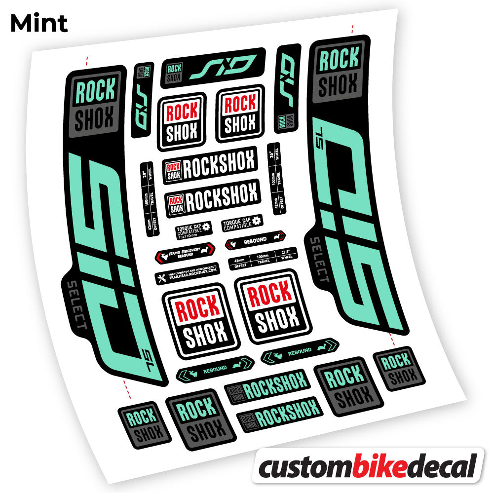 Adesivi Forcella Rock Shox Sid Select SL 2021 29" in vinile - Verde Menta