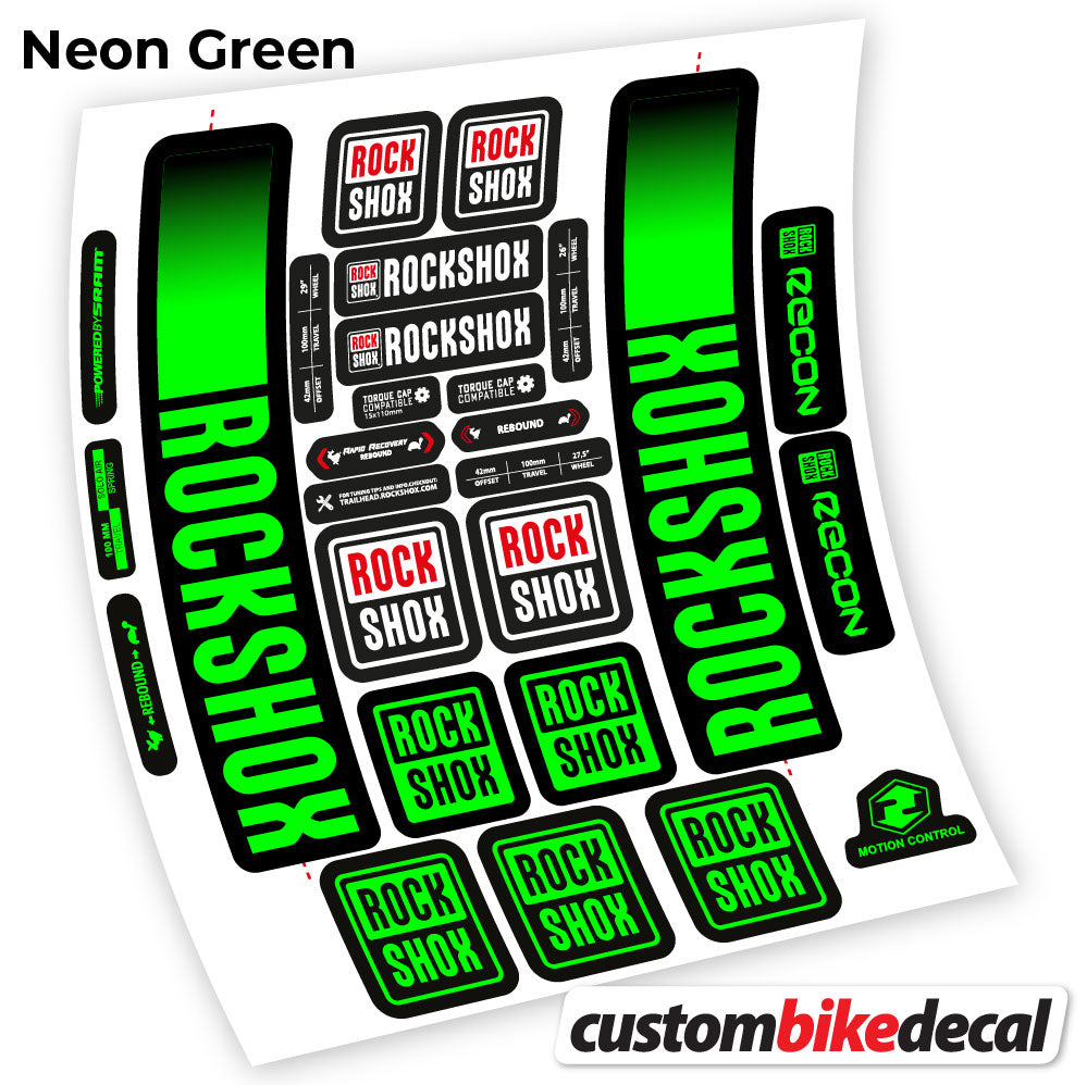 Adesivi Forcella Rock Shox Recon 2021 in vinile - Verde Neon