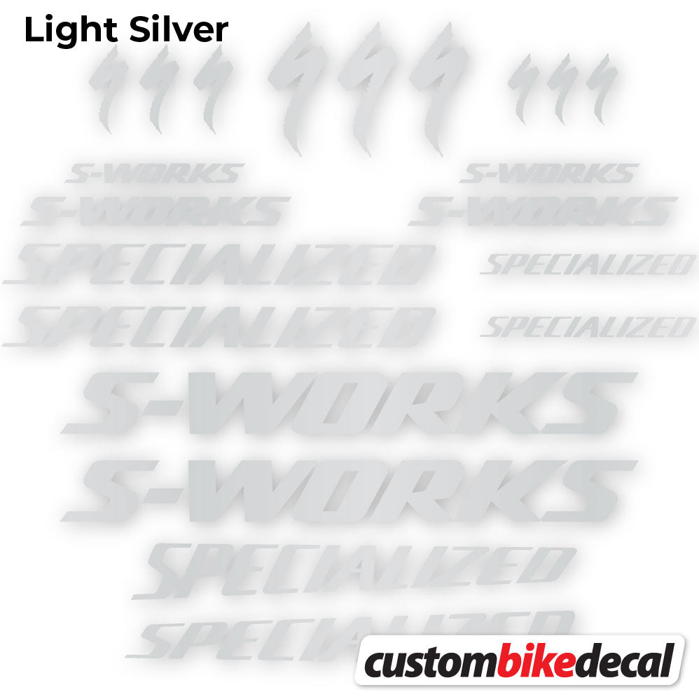 Adesivi Telaio Specialized S-Works in vinile - Argento Chiaro