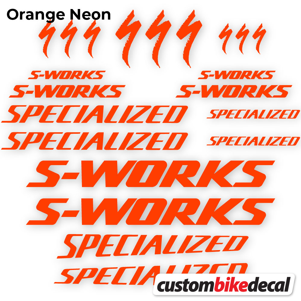 Adesivi Telaio Specialized S-Works in vinile - Arancione Neon