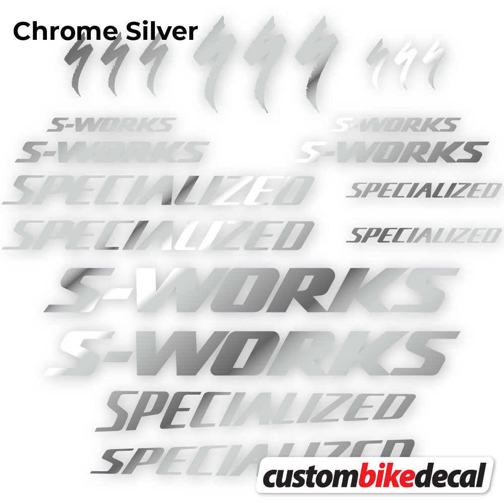 Adesivi Telaio Specialized S-Works in vinile - Argento Cromato