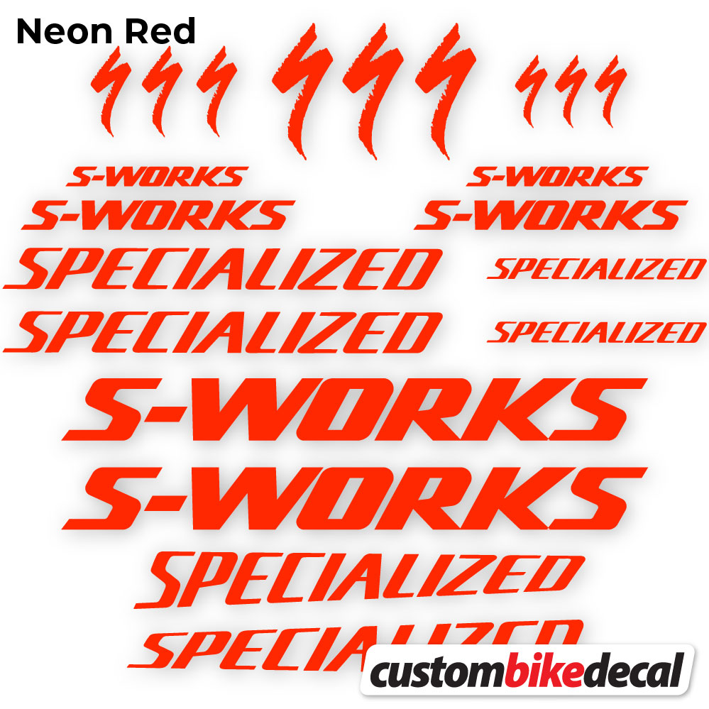 Adesivi Telaio Specialized S-Works in vinile - Rosso Neon