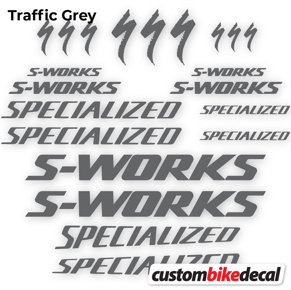 Adesivi Telaio Specialized S-Works in vinile - Grigio Traffico