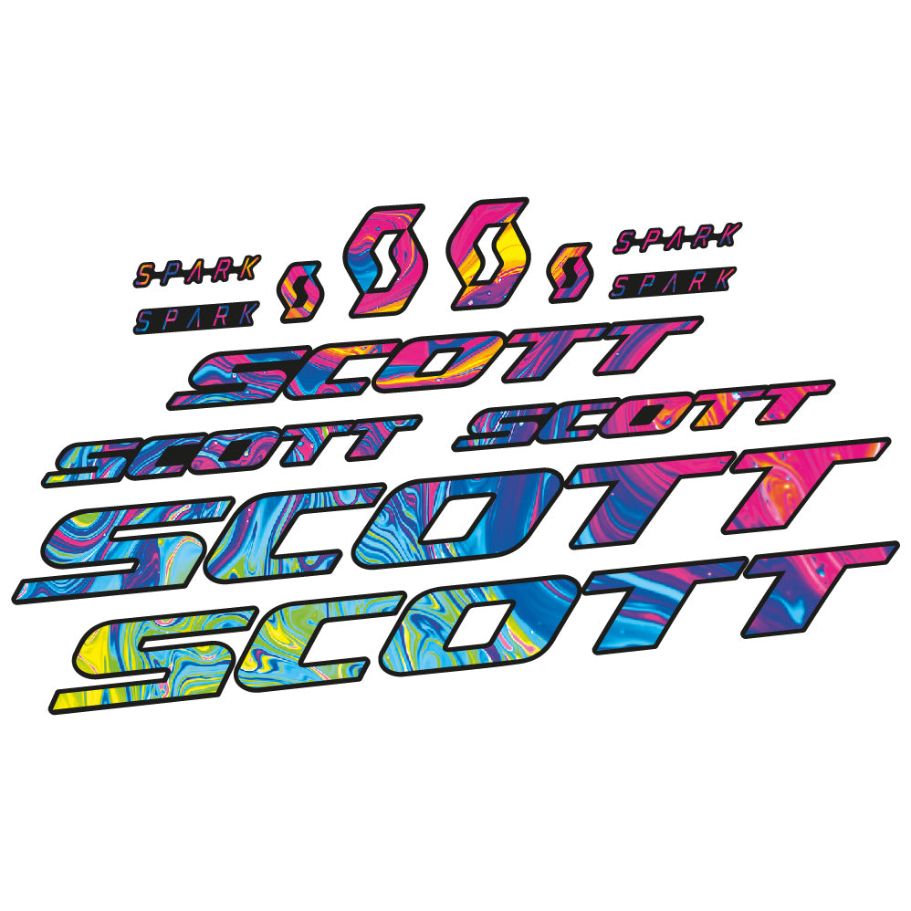 Adesivi Telaio Scott Spark RC 2022 in vinile - Arcobaleno Psichedelico