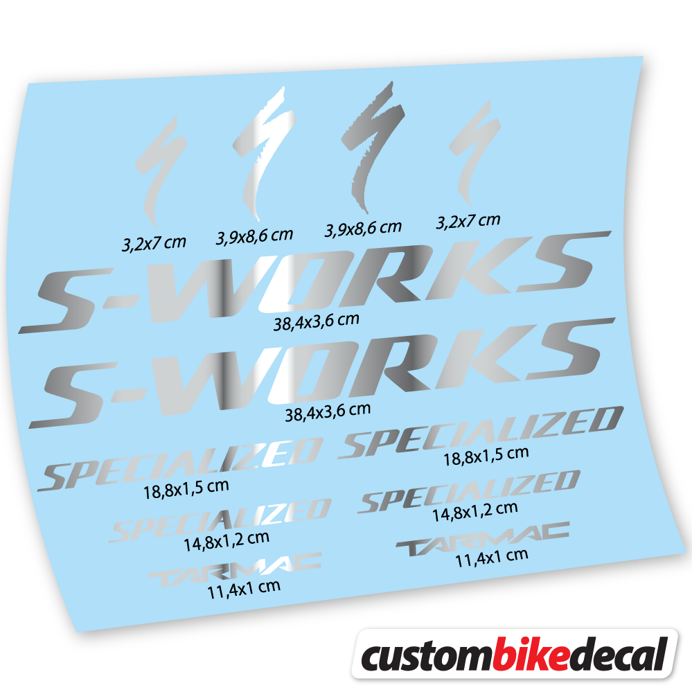 Adesivi Telaio Specialized S-Works Tarmac in vinile - Argento Cromato