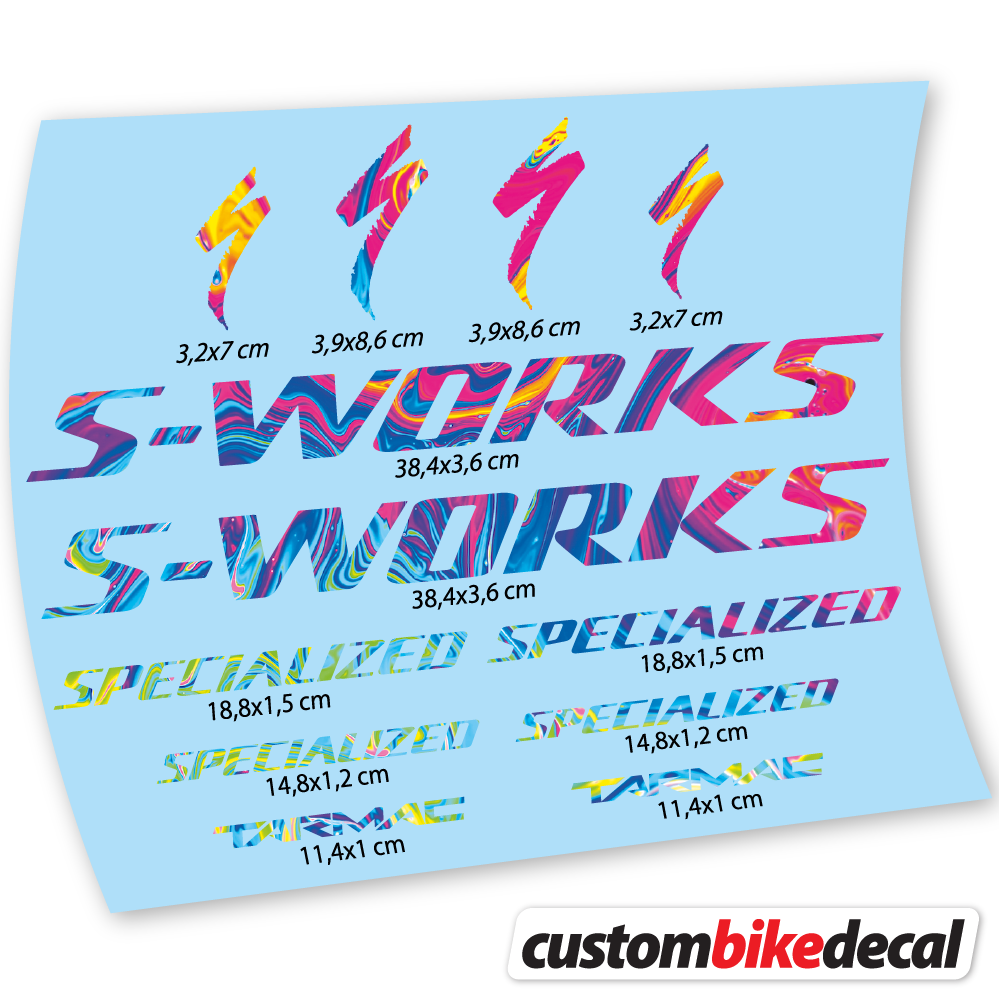 Adesivi Telaio Specialized S-Works Tarmac in vinile - Arcobaleno Psichedelico