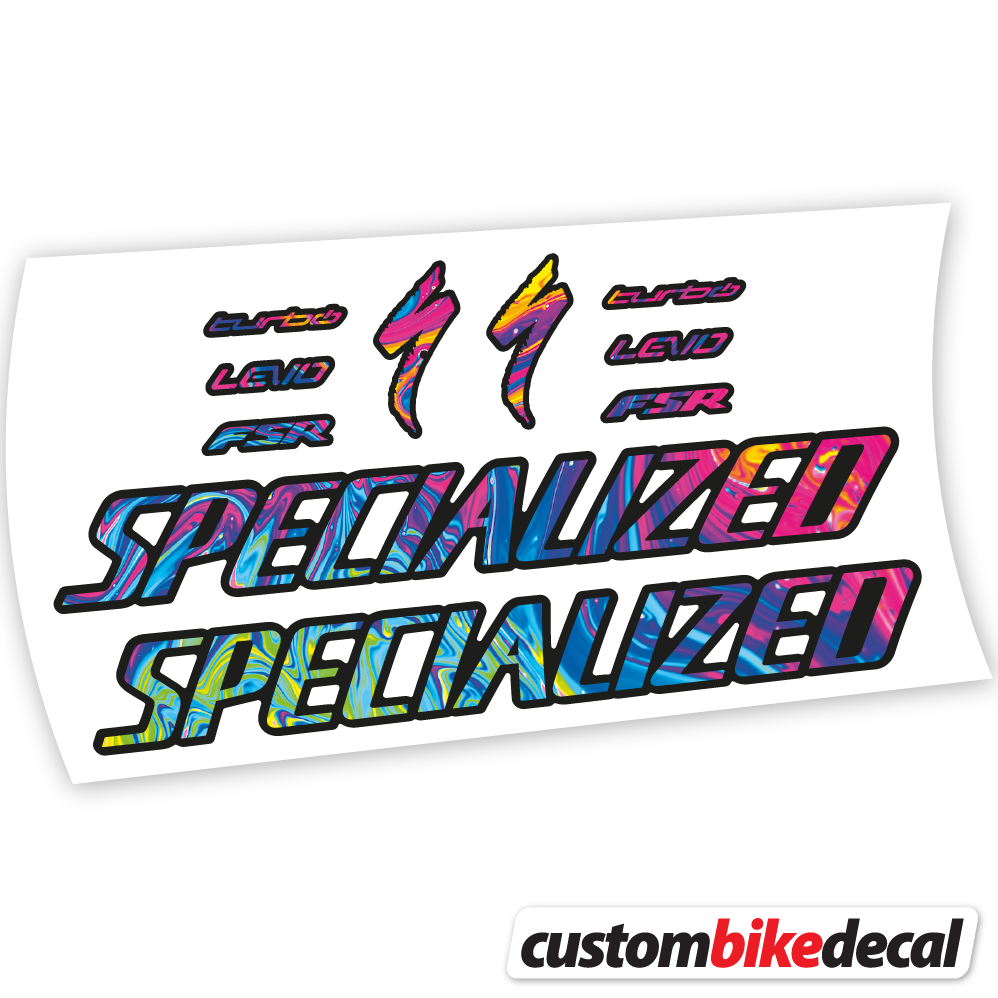 Adesivi Telaio Specialized Turbo Levo Comp 2021 in vinile - Arcobaleno Psichedelico