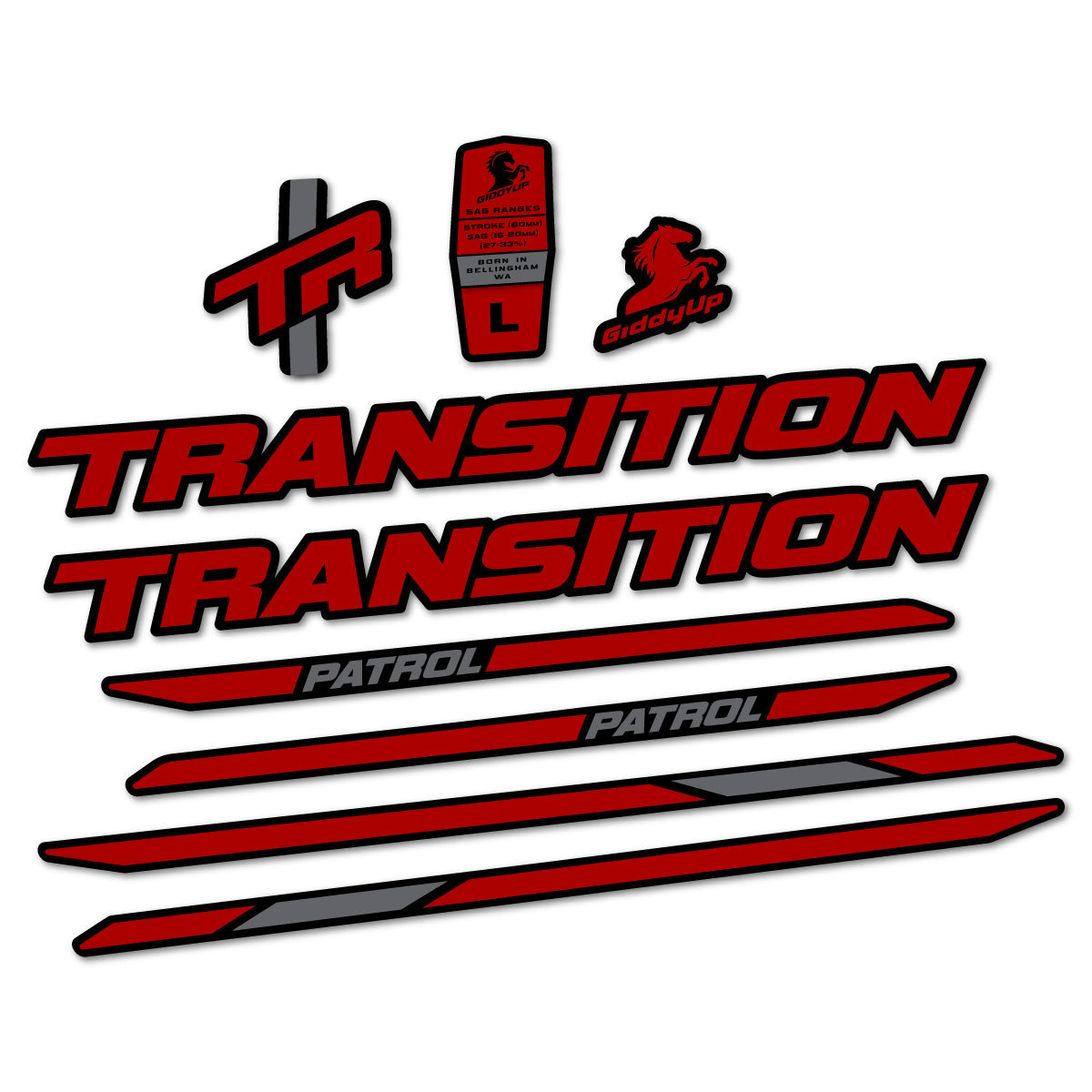 Adesivi Telaio Transition Patrol Carbon 2025-2026 in vinile