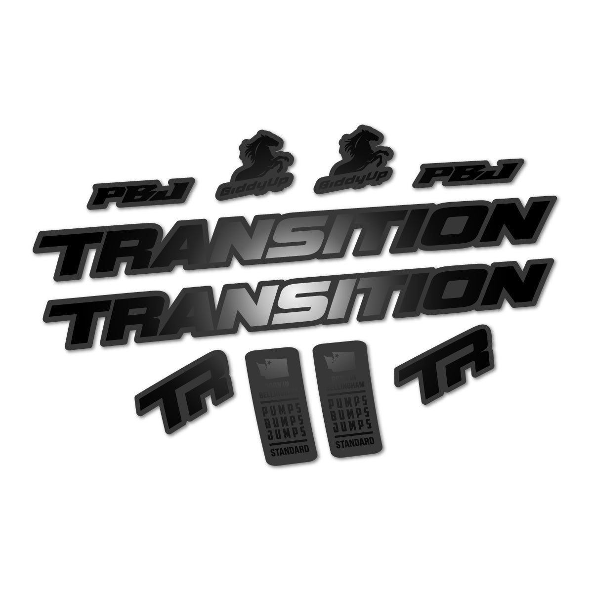 Adesivi Telaio Transition PBJ 2026 in vinile - Nero