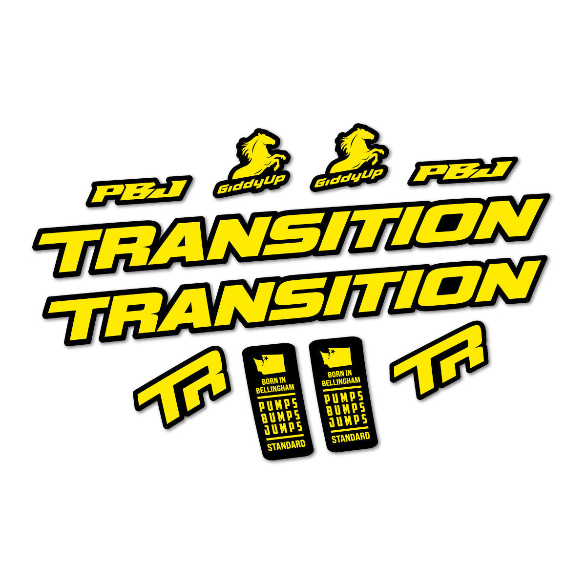 Adesivi Telaio Transition PBJ 2026 in vinile - Giallo