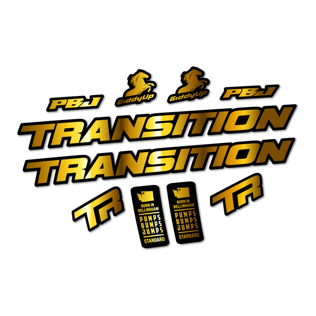 Adesivi Telaio Transition PBJ 2026 in vinile - Oro Cromato
