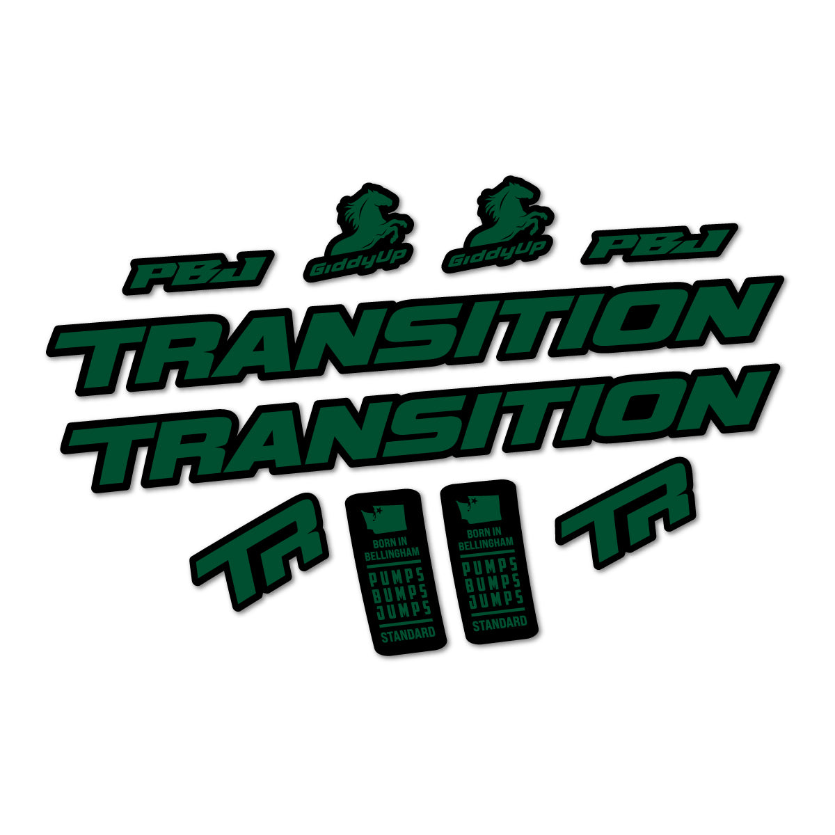 Adesivi Telaio Transition PBJ 2026 in vinile - Verde Scuro
