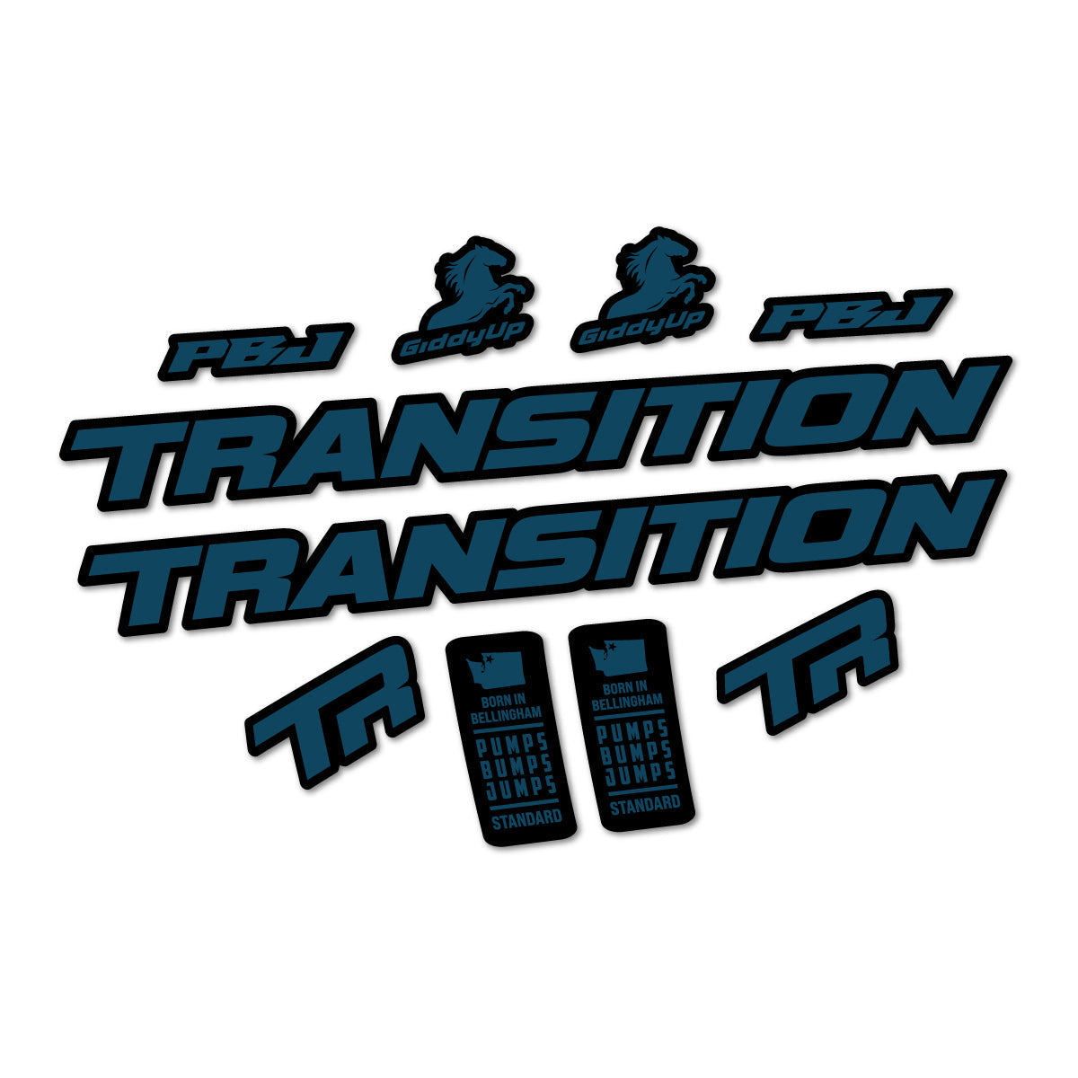 Adesivi Telaio Transition PBJ 2026 in vinile - Blu Lago Scuro