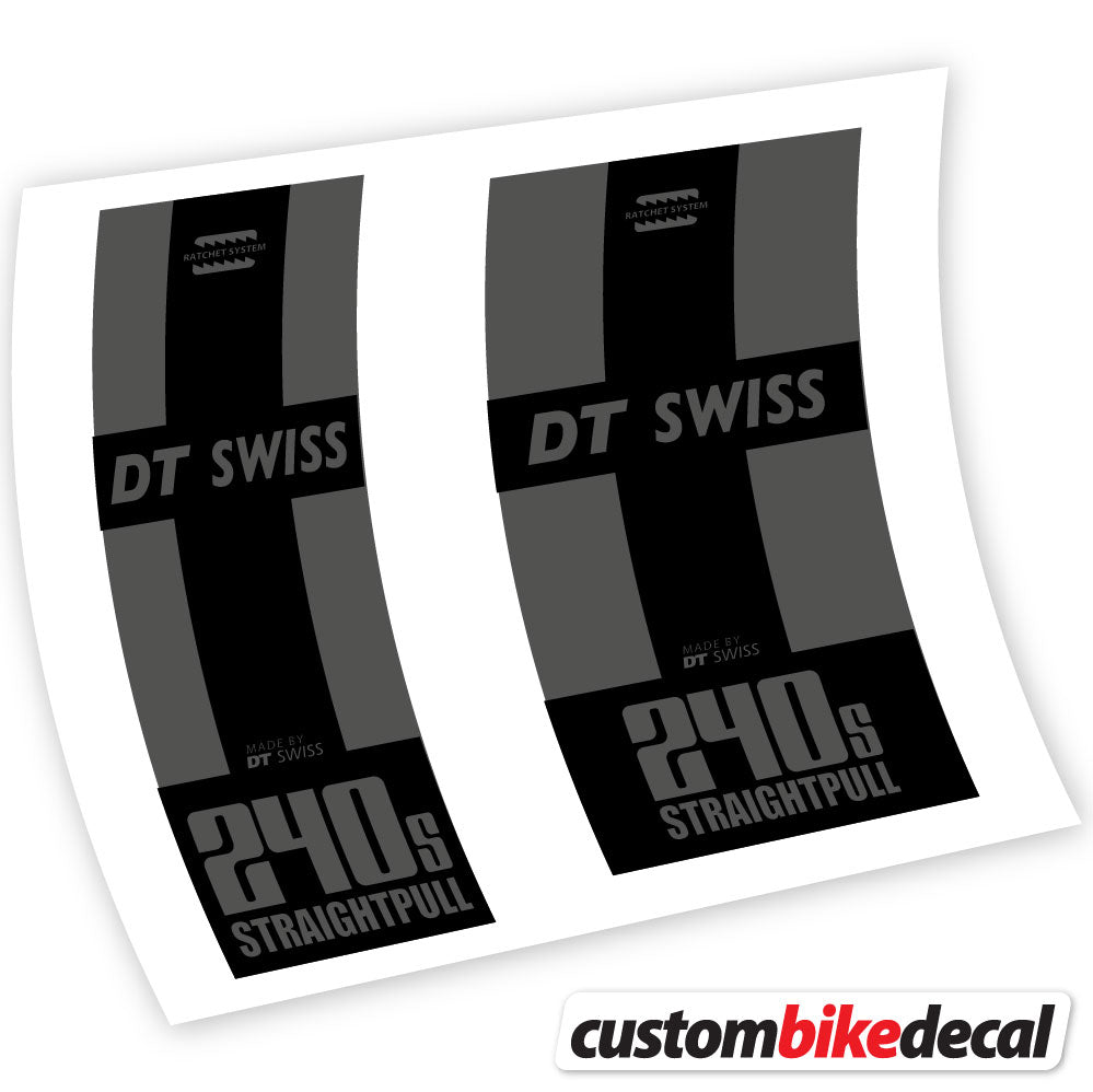 Adesivi Mozzo DT Swiss 240 Straightpull in vinile - Nero Opaco+Nero Lucido