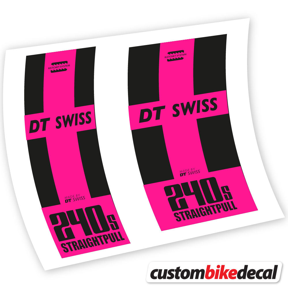 Adesivi Mozzo DT Swiss 240 Straightpull in vinile - Rosa Neon