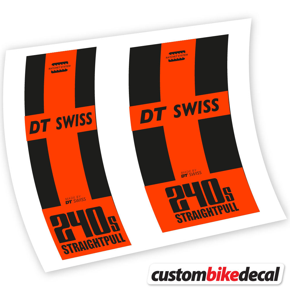 Adesivi Mozzo DT Swiss 240 Straightpull in vinile - Arancione Neon