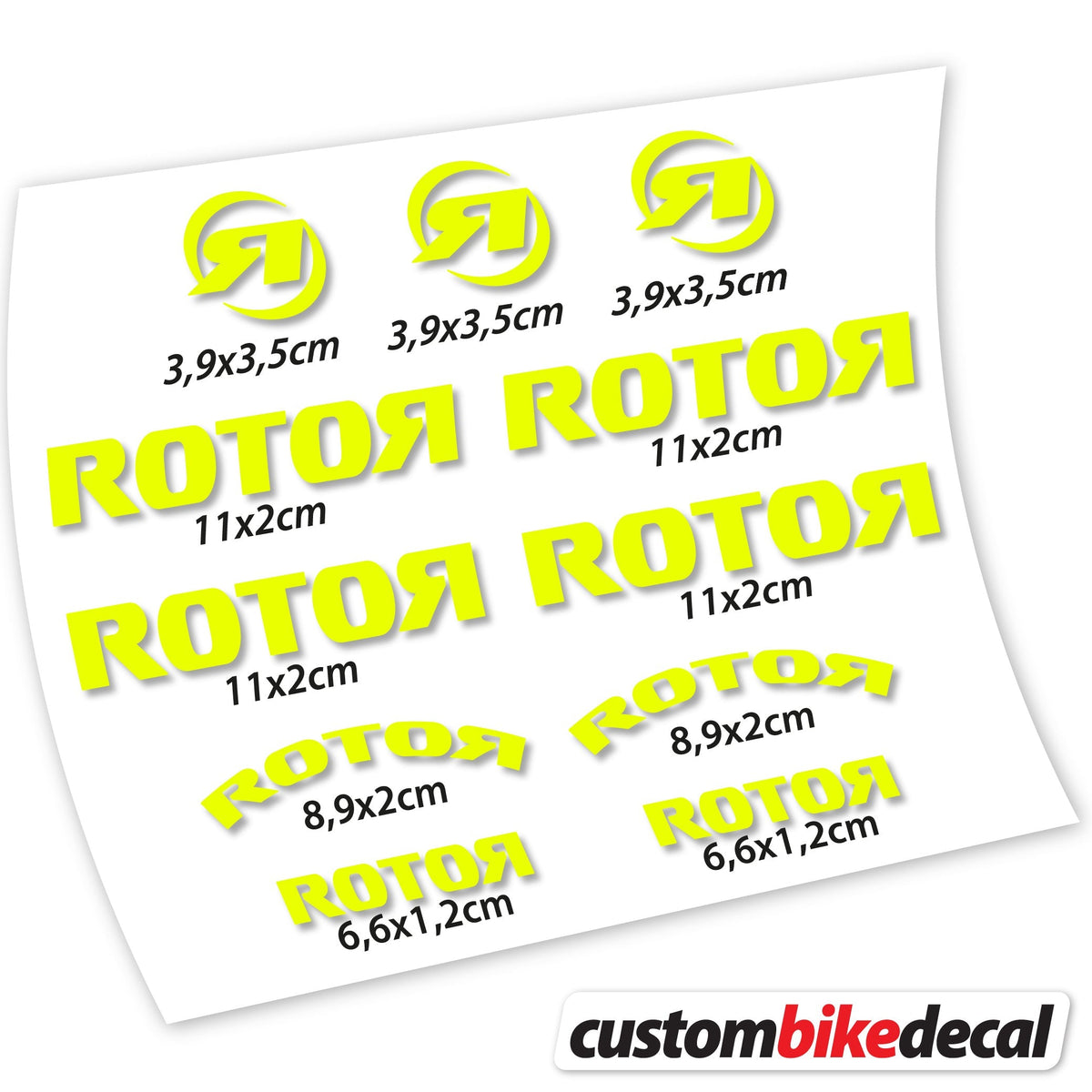 Adesivi Logo Rotor in vinile - Giallo Neon