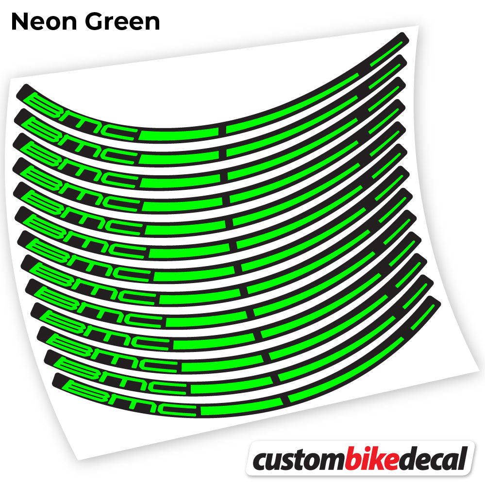 Adesivi Cerchi MTB BMC in vinile - Verde Neon
