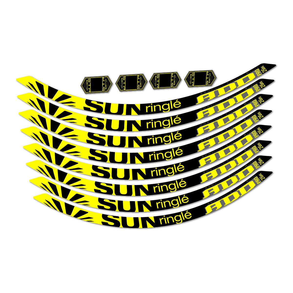 Adesivi Cerchi MTB Sun Ringle ADD Pro 2017-2018 26" in vinile - Giallo Limone
