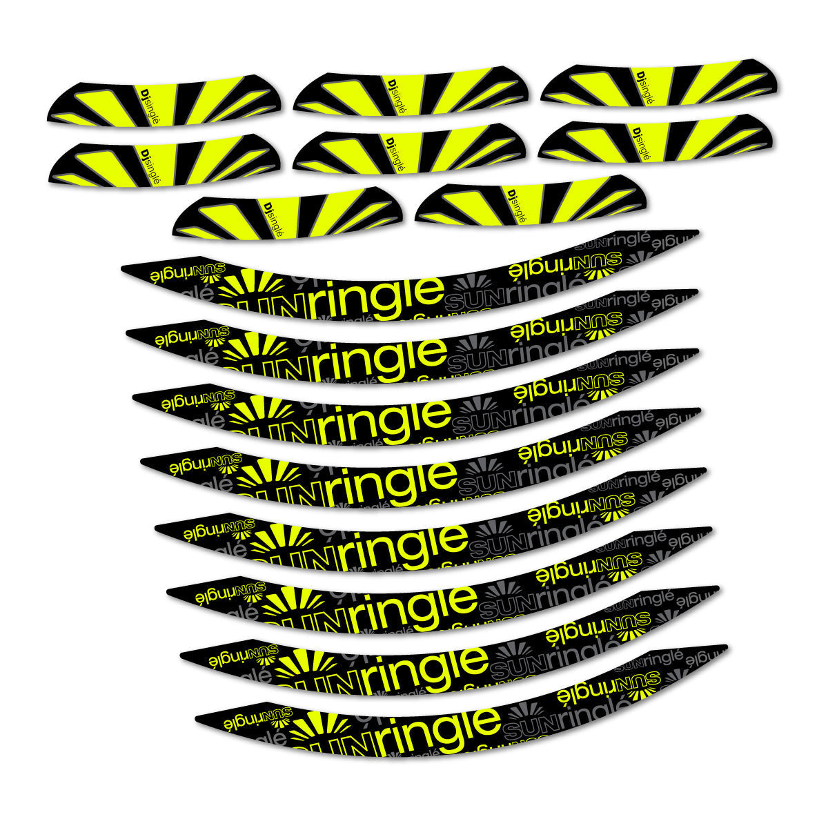 Adesivi Cerchi MTB Sun Ringle DJ Single 2017-2018 26" in vinile - Giallo Neon