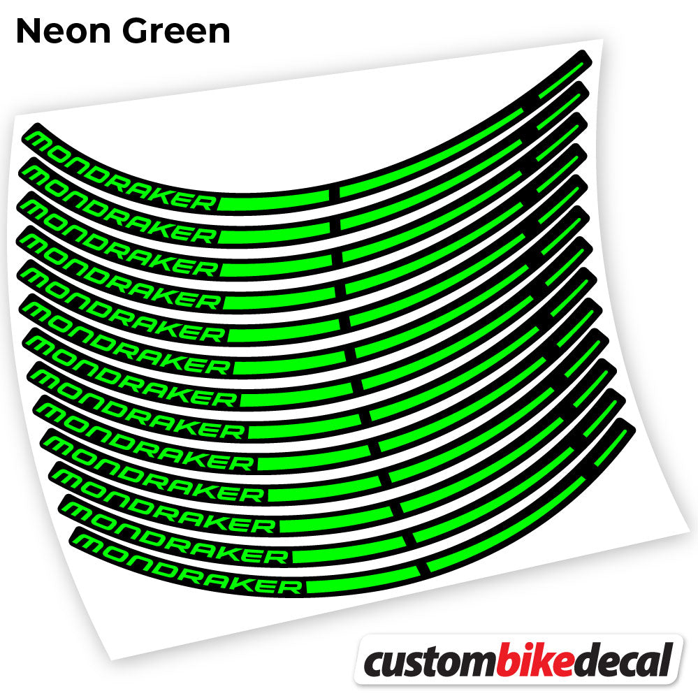 Adesivi Cerchi MTB Mondraker 29" in vinile - Verde Neon