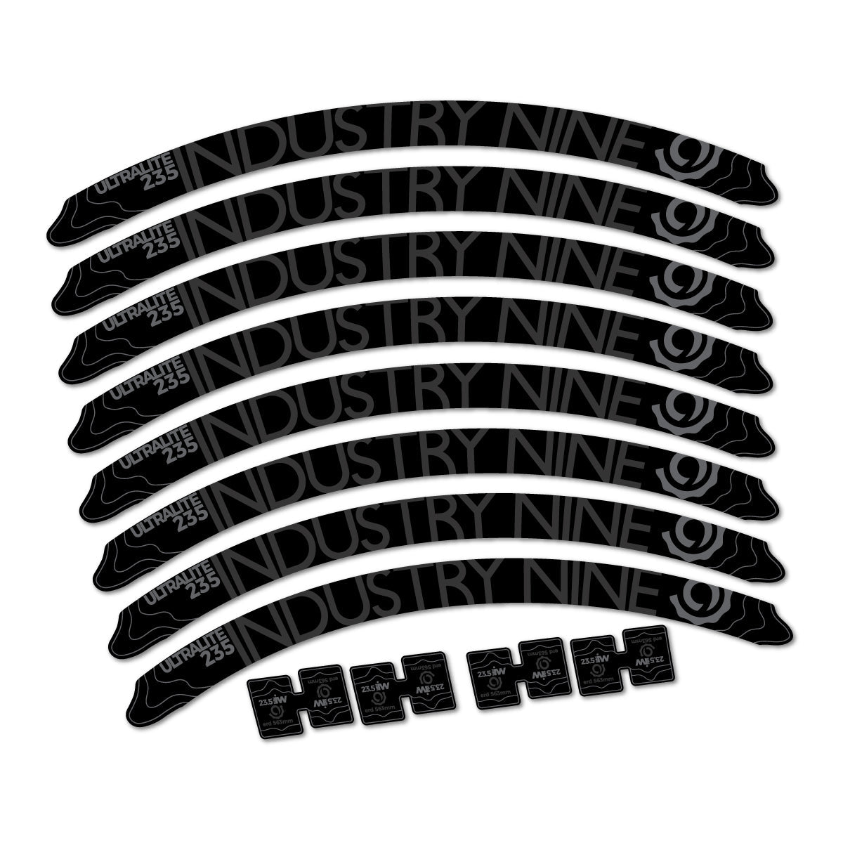 Adesivi Cerchi MTB Industry Nine Ultralite 235 2017-2018 27.5" in vinile - Grigio Molto Scuro