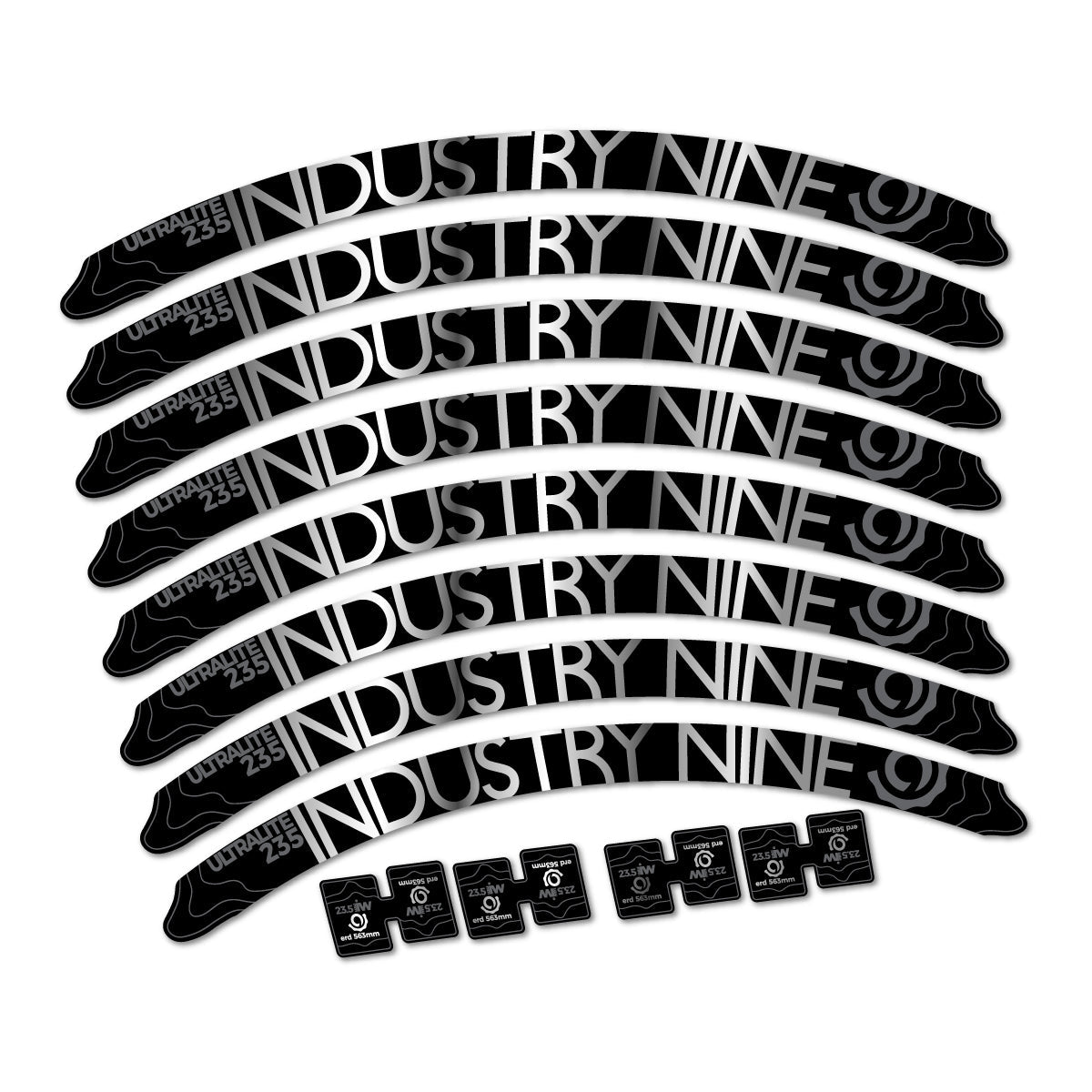 Adesivi Cerchi MTB Industry Nine Ultralite 235 2017-2018 27.5" in vinile - Argento Cromato