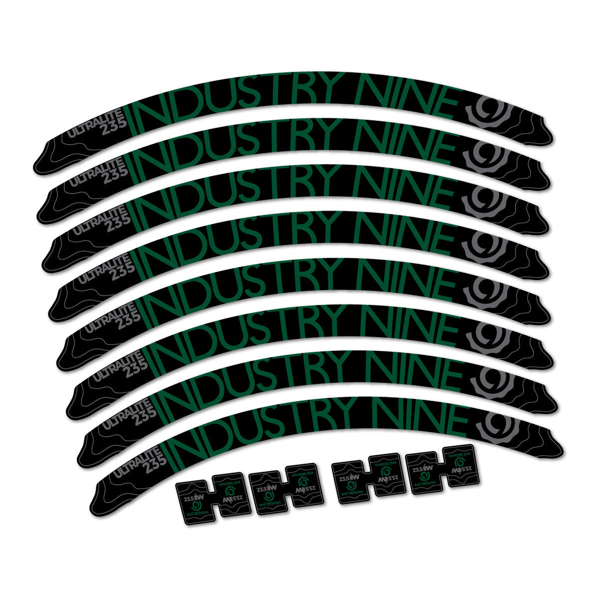 Adesivi Cerchi MTB Industry Nine Ultralite 235 2017-2018 27.5" in vinile - Verde Scuro