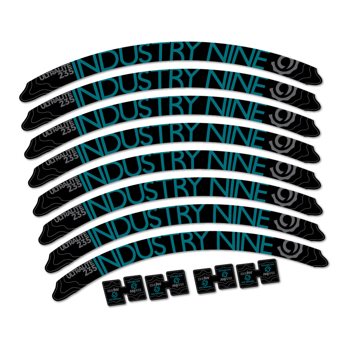 Adesivi Cerchi MTB Industry Nine Ultralite 235 2017-2018 27.5" in vinile - Turchese Scuro