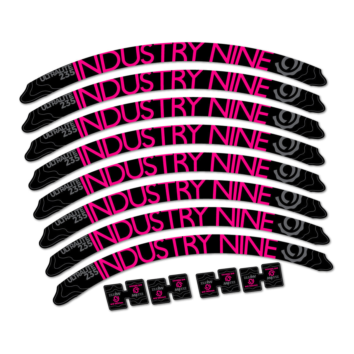 Adesivi Cerchi MTB Industry Nine Ultralite 235 2017-2018 27.5" in vinile - Fucsia
