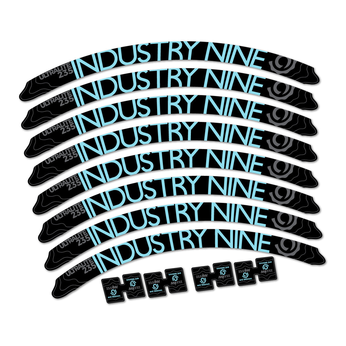 Adesivi Cerchi MTB Industry Nine Ultralite 235 2017-2018 27.5" in vinile - Azzurro Cielo