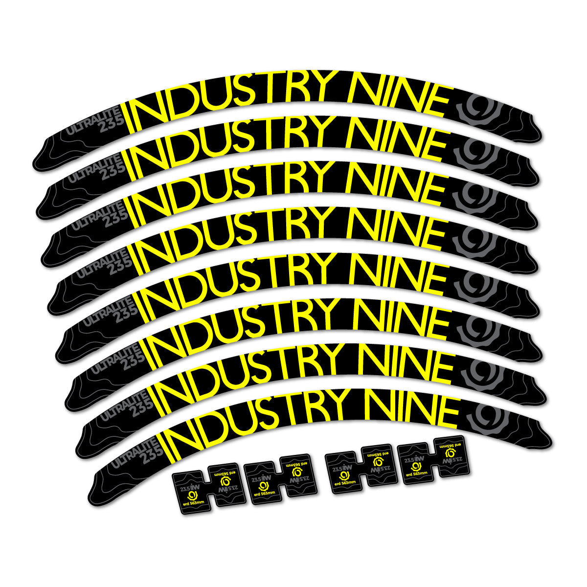 Adesivi Cerchi MTB Industry Nine Ultralite 235 2017-2018 27.5" in vinile - Giallo Limone