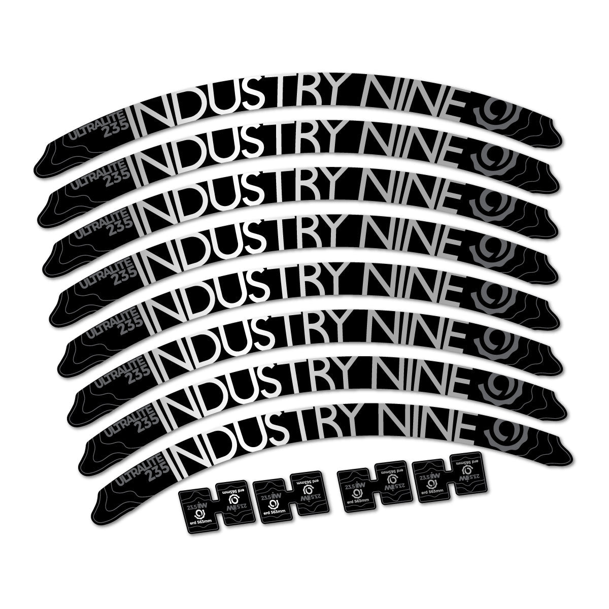 Adesivi Cerchi MTB Industry Nine Ultralite 235 2017-2018 27.5" in vinile - Argento Chiaro