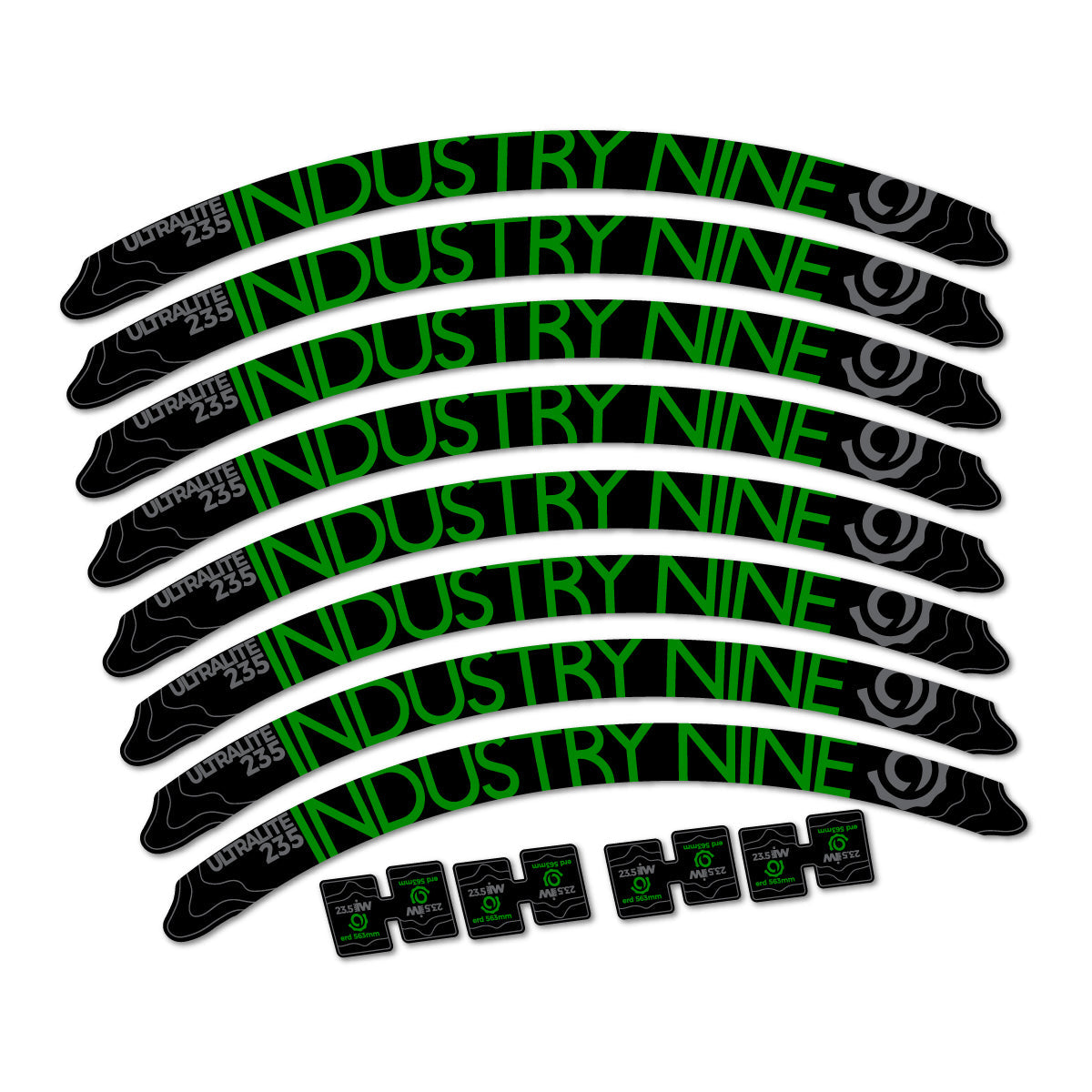 Adesivi Cerchi MTB Industry Nine Ultralite 235 2017-2018 27.5" in vinile - Verde Medio