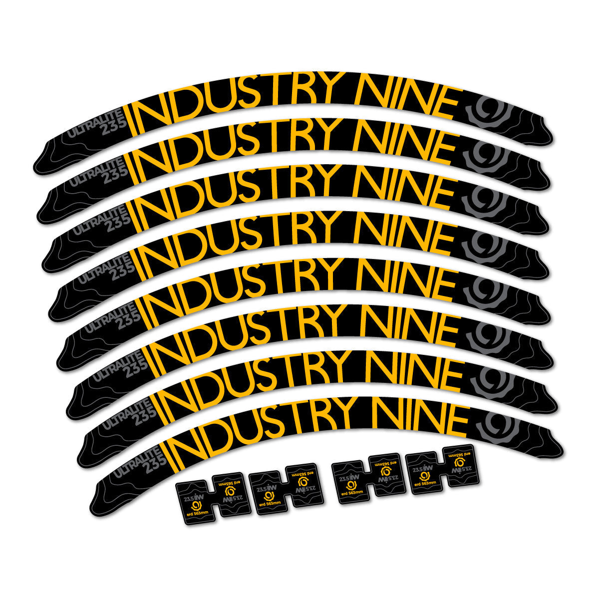 Adesivi Cerchi MTB Industry Nine Ultralite 235 2017-2018 27.5" in vinile - Giallo Medio