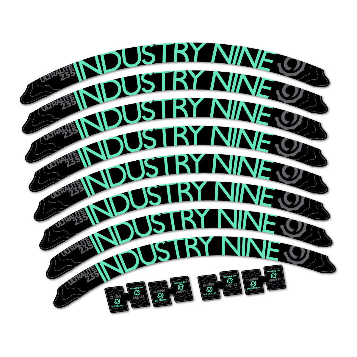 Adesivi Cerchi MTB Industry Nine Ultralite 235 2017-2018 27.5" in vinile - Verde Menta