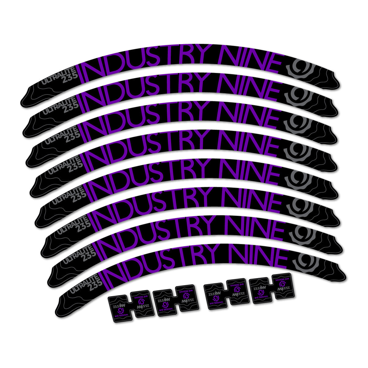 Adesivi Cerchi MTB Industry Nine Ultralite 235 2017-2018 27.5" in vinile - Viola