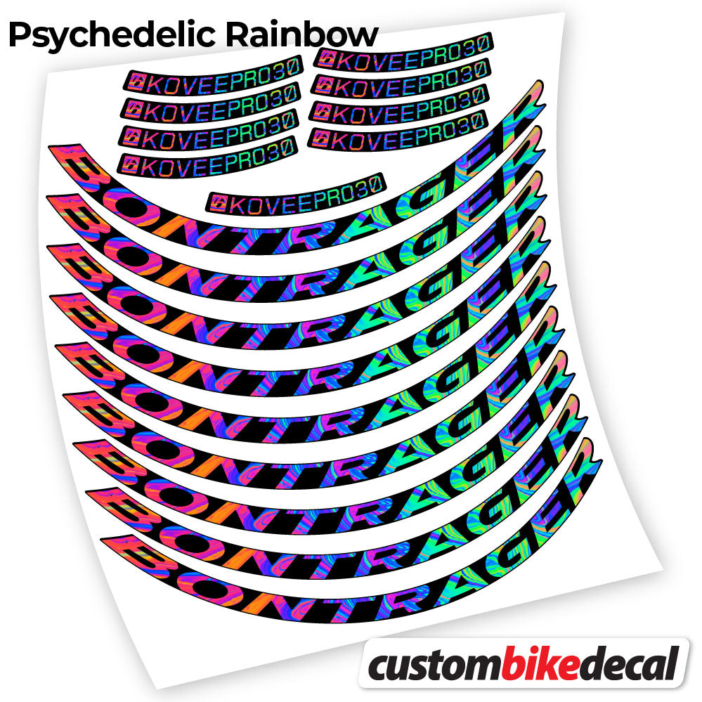 Adesivi Cerchi MTB Bontrager Kovee PRO 30 in vinile - Arcobaleno Psichedelico