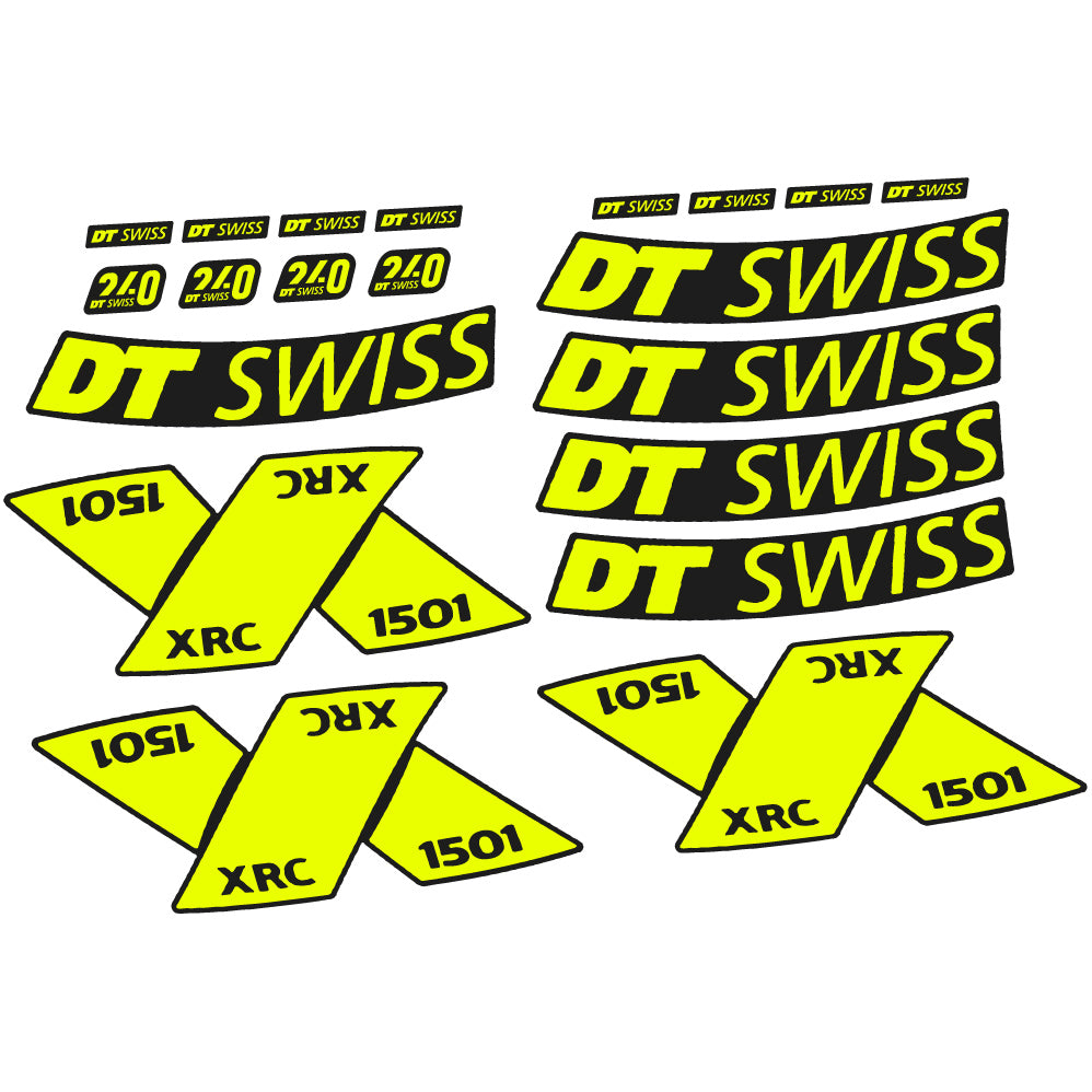 Adesivi Cerchi MTB DT Swiss XRC 1501 Spline 2022 29" in vinile - Giallo Neon