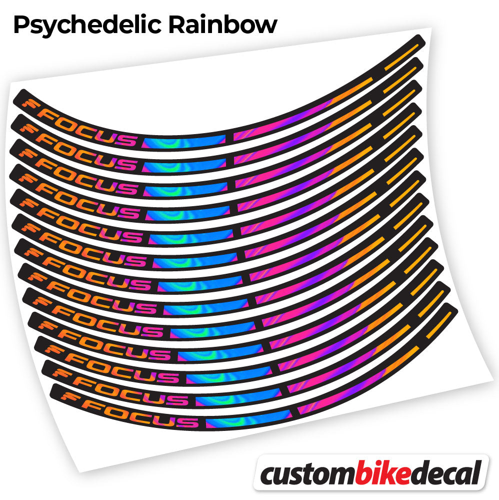 Adesivi Cerchi MTB Focus in vinile - Arcobaleno Psichedelico