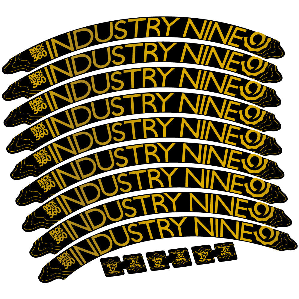 Adesivi Cerchi MTB Industry Nine Back Country 360 in vinile - Oro
