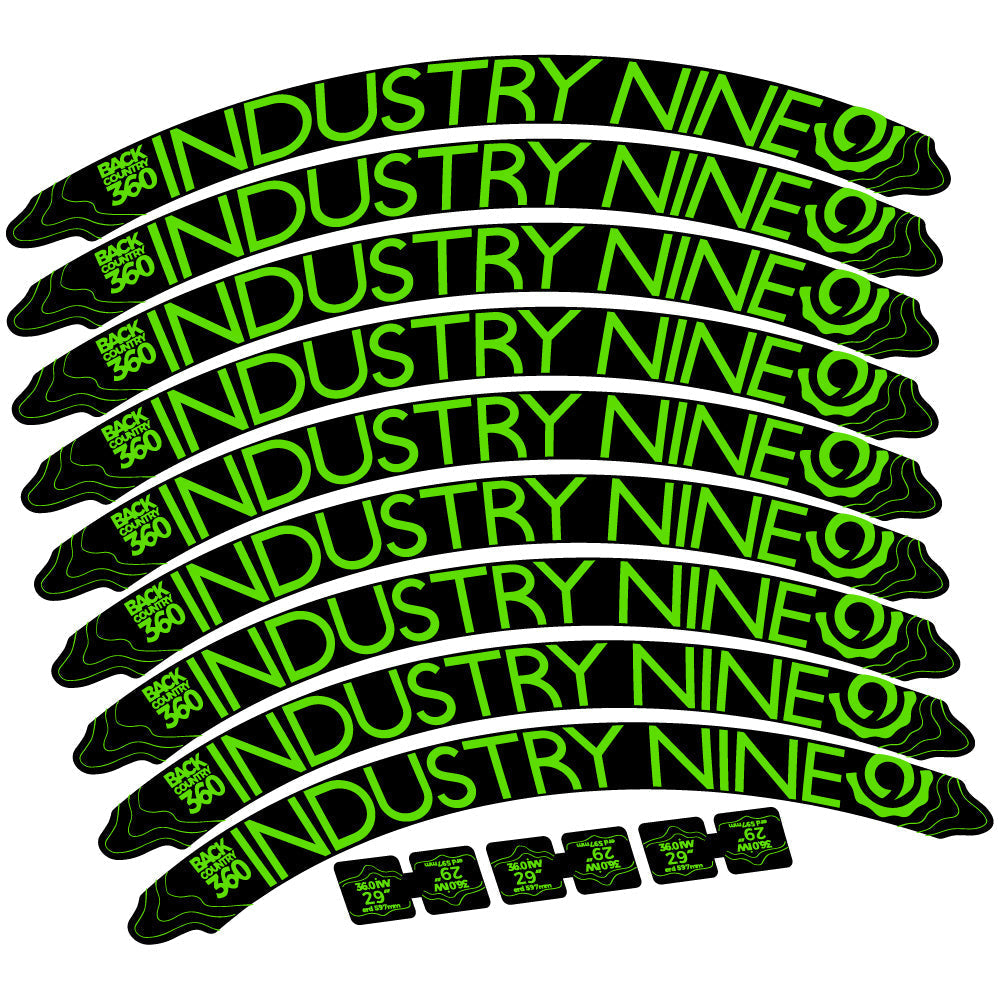 Adesivi Cerchi MTB Industry Nine Back Country 360 in vinile - Verde Mela