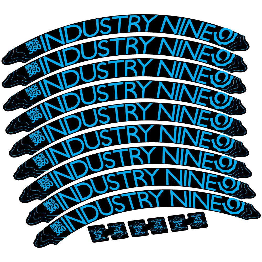 Adesivi Cerchi MTB Industry Nine Back Country 360 in vinile - Azzurro Cielo