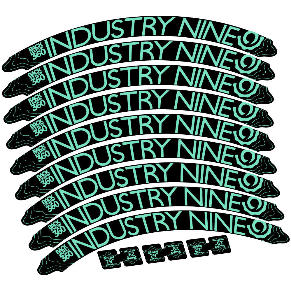 Adesivi Cerchi MTB Industry Nine Back Country 360 in vinile - Verde Menta
