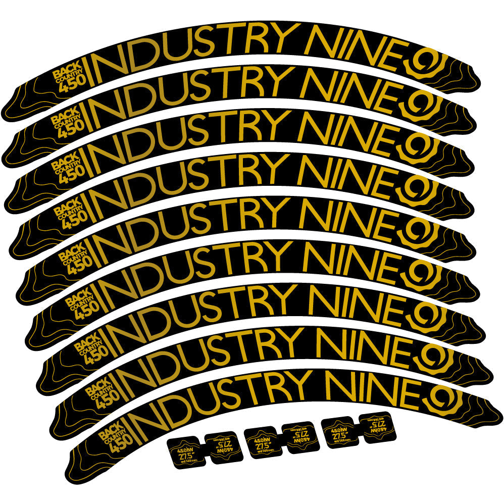 Adesivi Cerchi MTB Industry Nine Back Country 450 in vinile - Oro