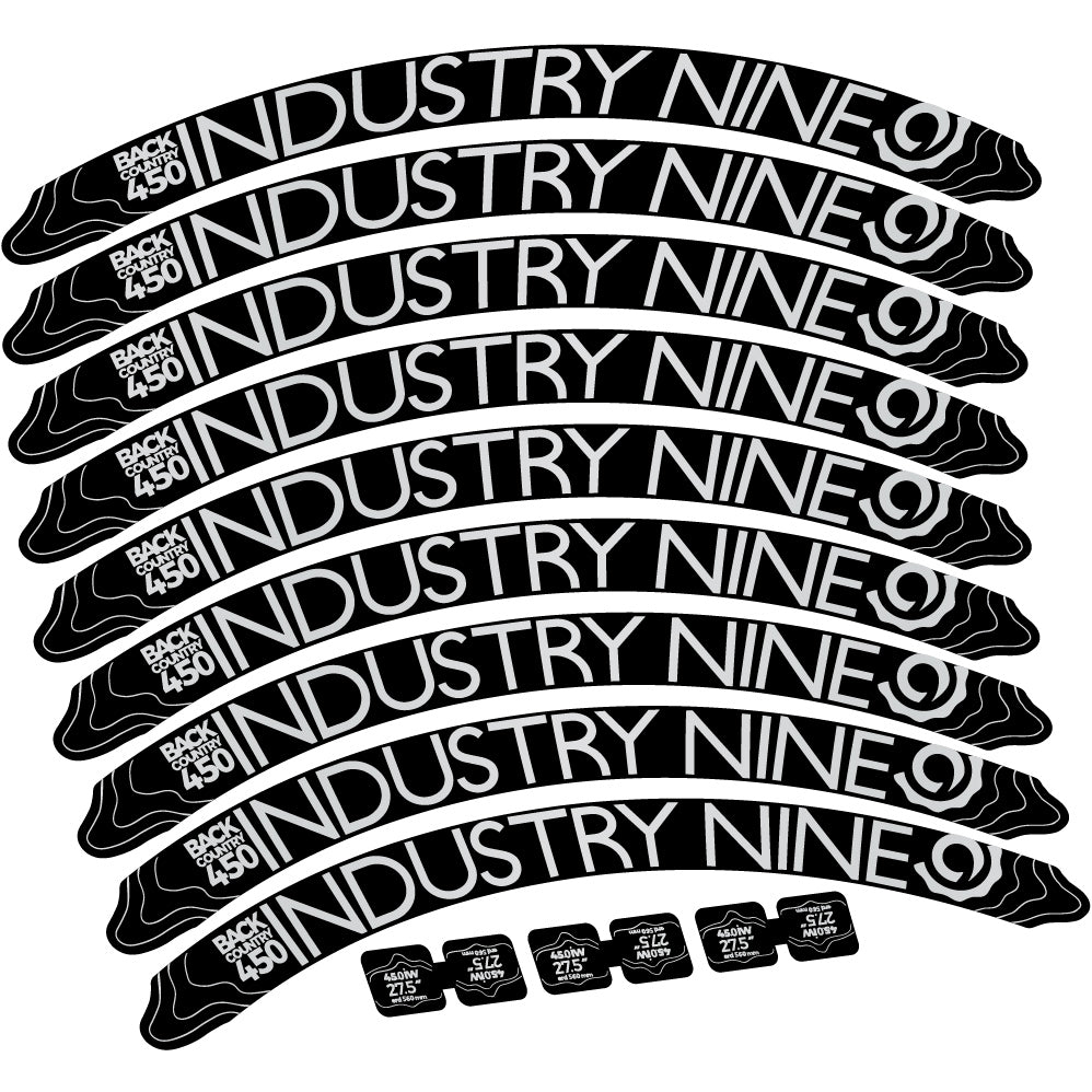 Adesivi Cerchi MTB Industry Nine Back Country 450 in vinile - Argento Chiaro